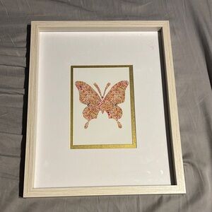 Framed Butterfly Art with Gold Accents